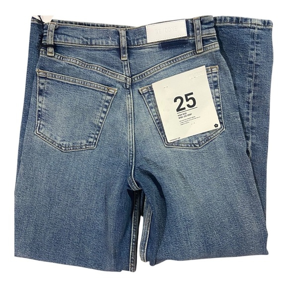 Redone High Rise Wide Leg Crop Crafted Indigo Sz 25 NEW - Picture 4 of 6